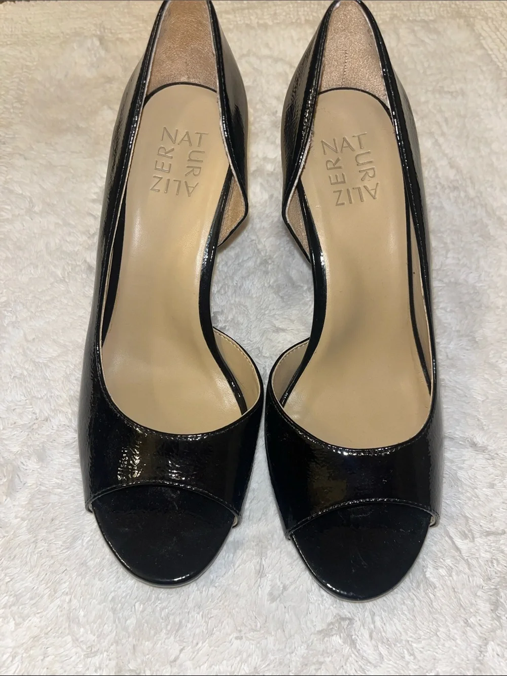 Naturalizer Black Patent Peep-Toe Heels